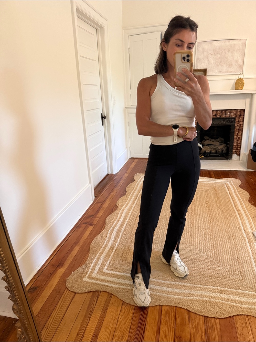 Women's Black Split-Hem Stretch Pants